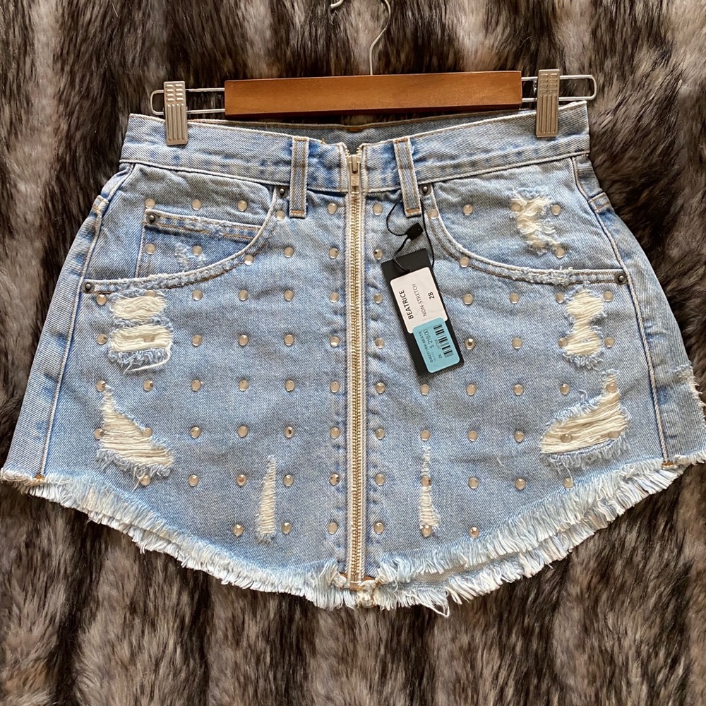 Carmar Jean Skirt with Diamonds*NEVER WORN*